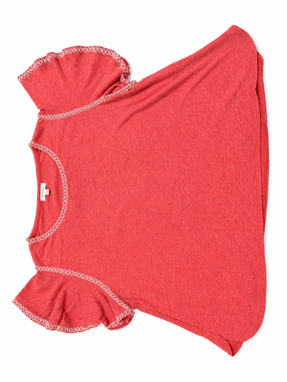 Max Studio Coral Red Flutter Sleeve Tee